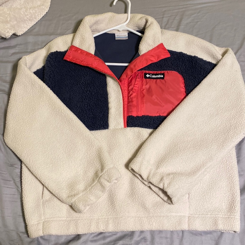 Columbia Womens Lodge Sherpa Pullover Snap Fleece with Pockets